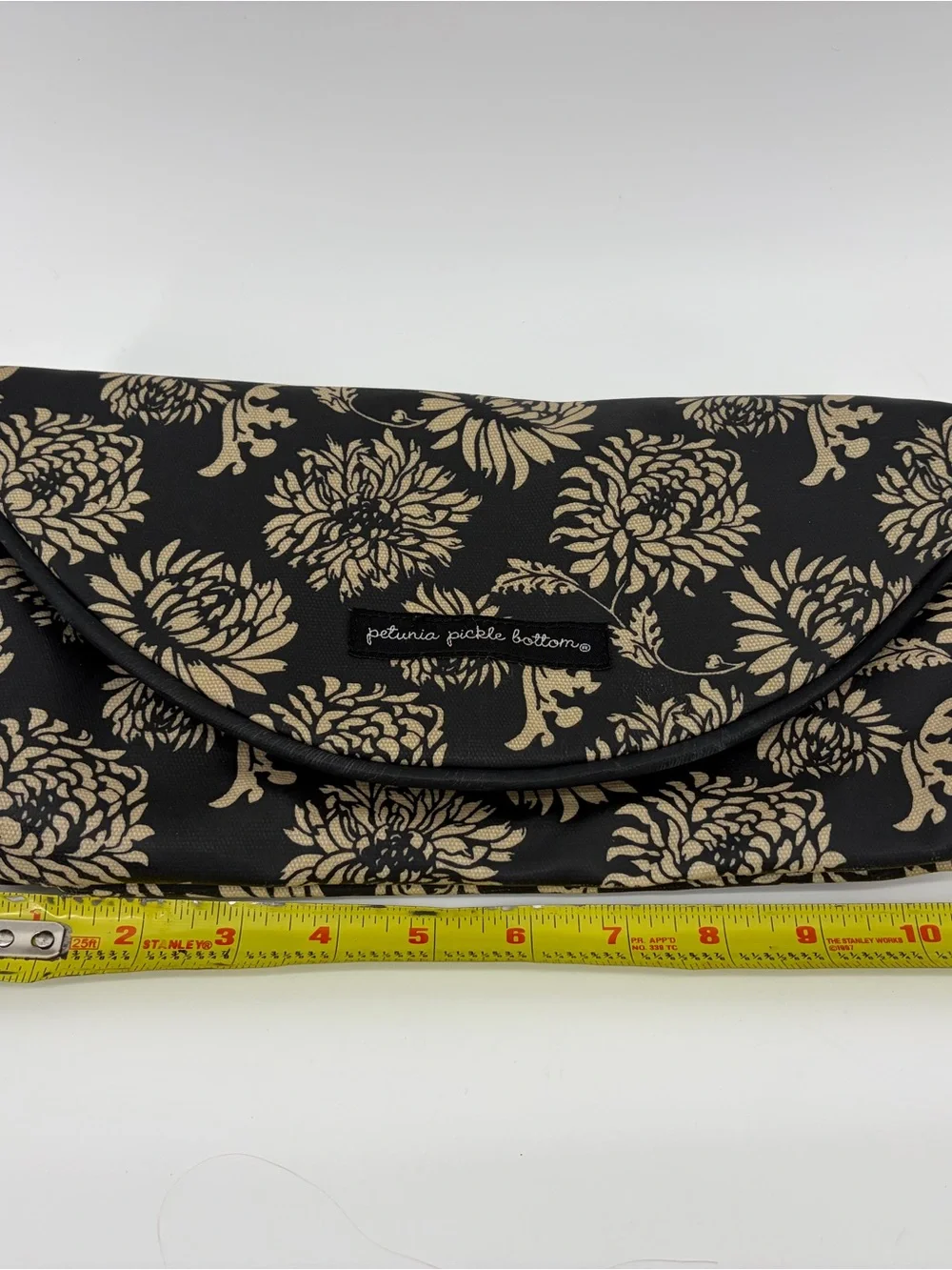Petunia Pickle Bottom Bag Black & White Floral Flower Wristlet, Easy Clean